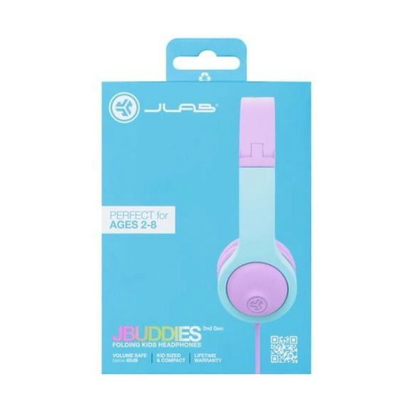 JLab JBuddies Folding Kids Headphones - Blue and Pink - Picture 1 of 2